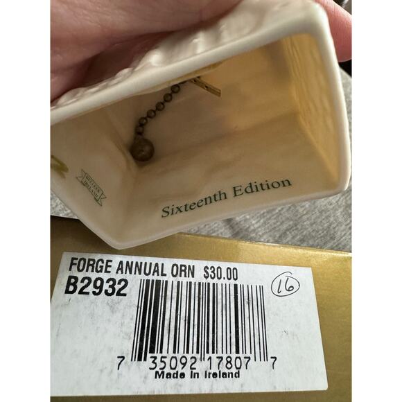 NWB Vintage Irish Belleek Porcelain Christmas ornament Foley's Forge - With Box - Picture 14 of 15